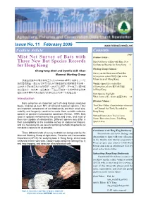 Mist Net Survey of Bats with Three New Bat Species Records for Hong