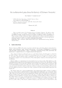 Six Mathematical Gems from the History of Distance Geometry