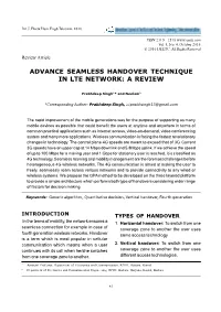 Advance Seamless Handover Technique in Lte Network: a Review