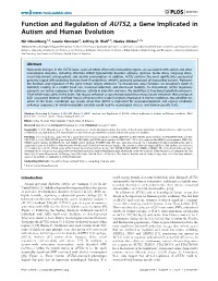 Function and Regulation of AUTS2, a Gene Implicated in Autism and Human Evolution