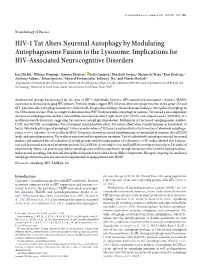 HIV-1 Tat Alters Neuronal Autophagy by Modulating Autophagosome Fusion to the Lysosome: Implications for HIV-Associated Neurocognitive Disorders