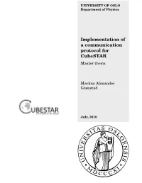 Implementation of a Communication Protocol for Cubestar Master Thesis