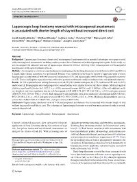 Laparoscopic Loop Ileostomy Reversal with Intracorporeal Anastomosis Is Associated with Shorter Length of Stay Without Increased Direct Cost
