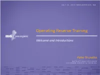 Operating Reserve Training