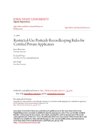 Restricted-Use Pesticide Recordkeeping Rules for Certified Private Applicators" (2001)