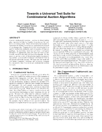 Towards a Universal Test Suite for Combinatorial Auction Algorithms