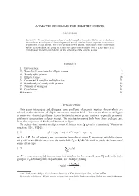 Analytic Problems for Elliptic Curves
