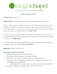 Community Group Discussion Guide Week of October 9, 2011