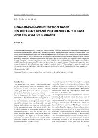 Home-Bias-In-Consumption Based on Different Brand Preferences in the East and the West of Germany