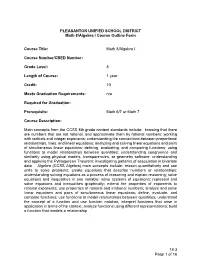 PLEASANTON UNIFIED SCHOOL DISTRICT Math 8/Algebra I Course Outline Form Course Title