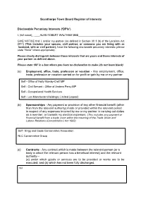 Scunthorpe Town Board Register of Interests Disclosable Pecuniary Interests ('Dpis') (A) Trade, Profession Or Vocation