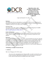 Virginia Soil and Water Conservation Board Guidance Document on the Methodology for Identifying Perennial Streams