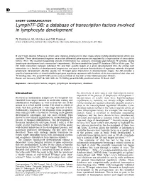 A Database of Transcription Factors Involved in Lymphocyte Development