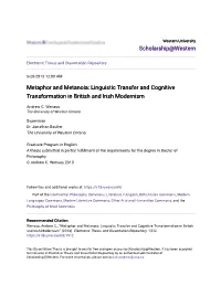 Metaphor and Metanoia: Linguistic Transfer and Cognitive Transformation in British and Irish Modernism
