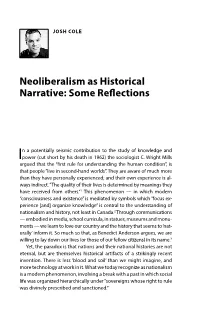 Neoliberalism As Historical Narrative: Some Reflections, by Josh Cole