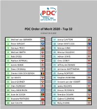 PDC Order of Merit Endstände 2007-2020