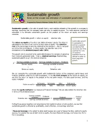 Sustainable Growth Notes on the Concept and Estimation of Sustainable Growth Rates