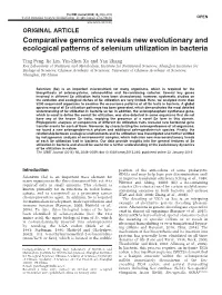 Comparative Genomics Reveals New Evolutionary and Ecological Patterns of Selenium Utilization in Bacteria