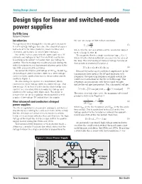Design Tips for Linear and Switched‐Mode Power Supplies