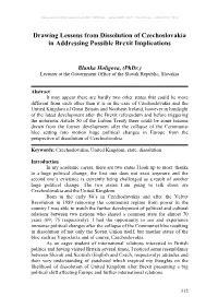 Drawing Lessons from Dissolution of Czechoslovakia in Addressing Possible Brexit Implications