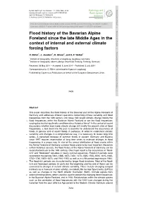 Flood History of the Bavarian Alpine Foreland Since the Late Middle Ages in the Context of Internal and External Climate Forcing