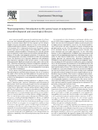 Neuroepigenetics: Introduction to the Special Issue on Epigenetics in Neurodevelopment and Neurological Diseases