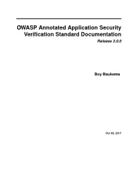 OWASP Annotated Application Security Verification Standard