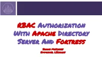 RBAC Authorization with Apache Directory Server and Fortress