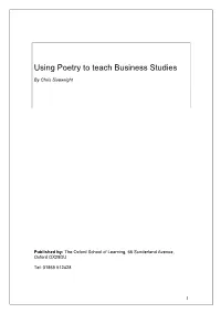 Using Poetry to Teach Business Studies