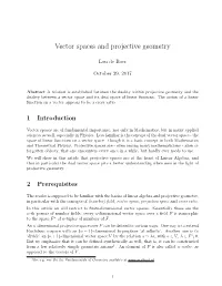 Vector Spaces and Projective Geometry