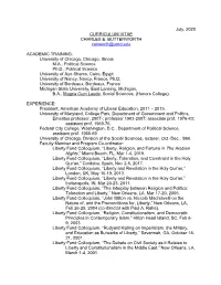 July, 2020 CURRICULUM VITAE CHARLES E. BUTTERWORTH Cebworth@Umd.Edu