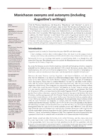 Manichaean Exonyms and Autonyms (Including Augustine's Writings)