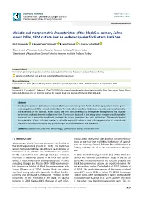 Meristic and Morphometric Characteristics of the Black Sea Salmon, Salmo Labrax Pallas, 1814 Culture Line: an Endemic Species for Eastern Black Sea