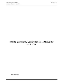 NXLOG Community Edition Reference Manual for V2.9.1716 I