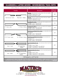 Sever/Sever Bevel Tool Bits