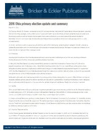 2016 Ohio Primary Election Update and Summary