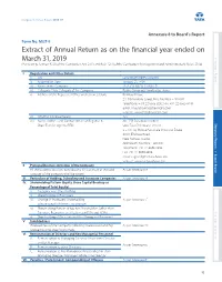 Extract of Annual Return As on the Financial Year Ended on March 31
