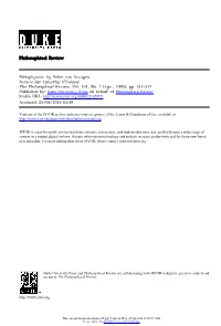 Metaphysics. by Peter Van Inwagen Review By: Timothy O'connor the Philosophical Review, Vol