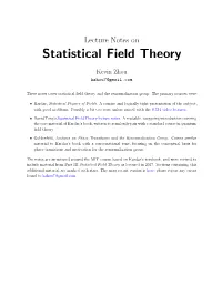 Notes on Statistical Field Theory