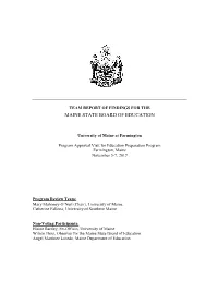 Team Report of Findings for The