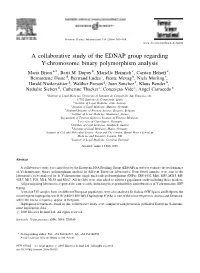 A Collaborative Study of the EDNAP Group Regarding Y-Chromosome Binary Polymorphism Analysis Marı´A Brion A,*, Berit M