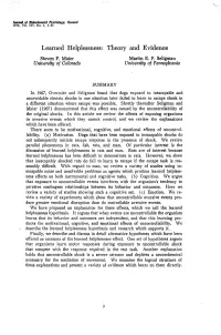 Learned Helplessness: Theory and Evidence
