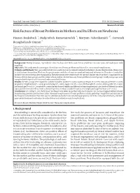 Risk Factors of Breast Problems in Mothers and Its Effects on Newborns