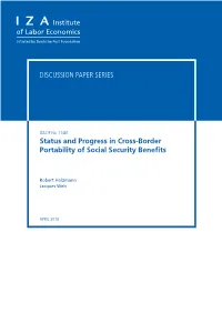Status and Progress in Cross-Border Portability of Social Security Benefits