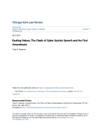 The Clash of Cyber Suicide Speech and the First Amendment