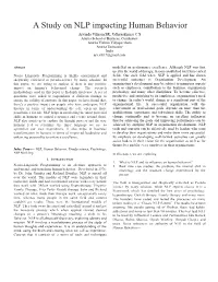 A Study on NLP Impacting Human Behavior