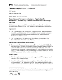 Application for Forbearance from the Regulation of Residential Local Exchange Services