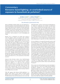 Commentary Kerosene-Based Lighting: an Overlooked Source of Exposure to Household Air Pollution?