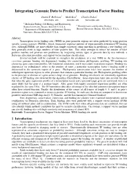Integrating Genomic Data to Predict Transcription Factor Binding