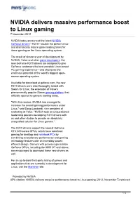 NVIDIA Delivers Massive Performance Boost to Linux Gaming 7 November 2012